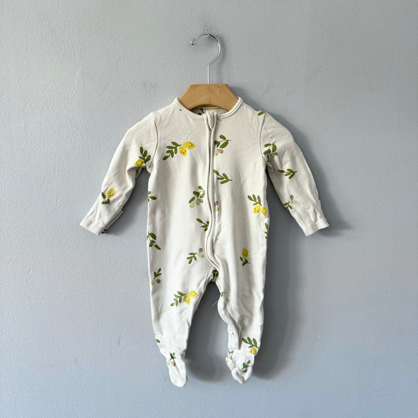 John Lewis / Beige x olive romper / 3-6M