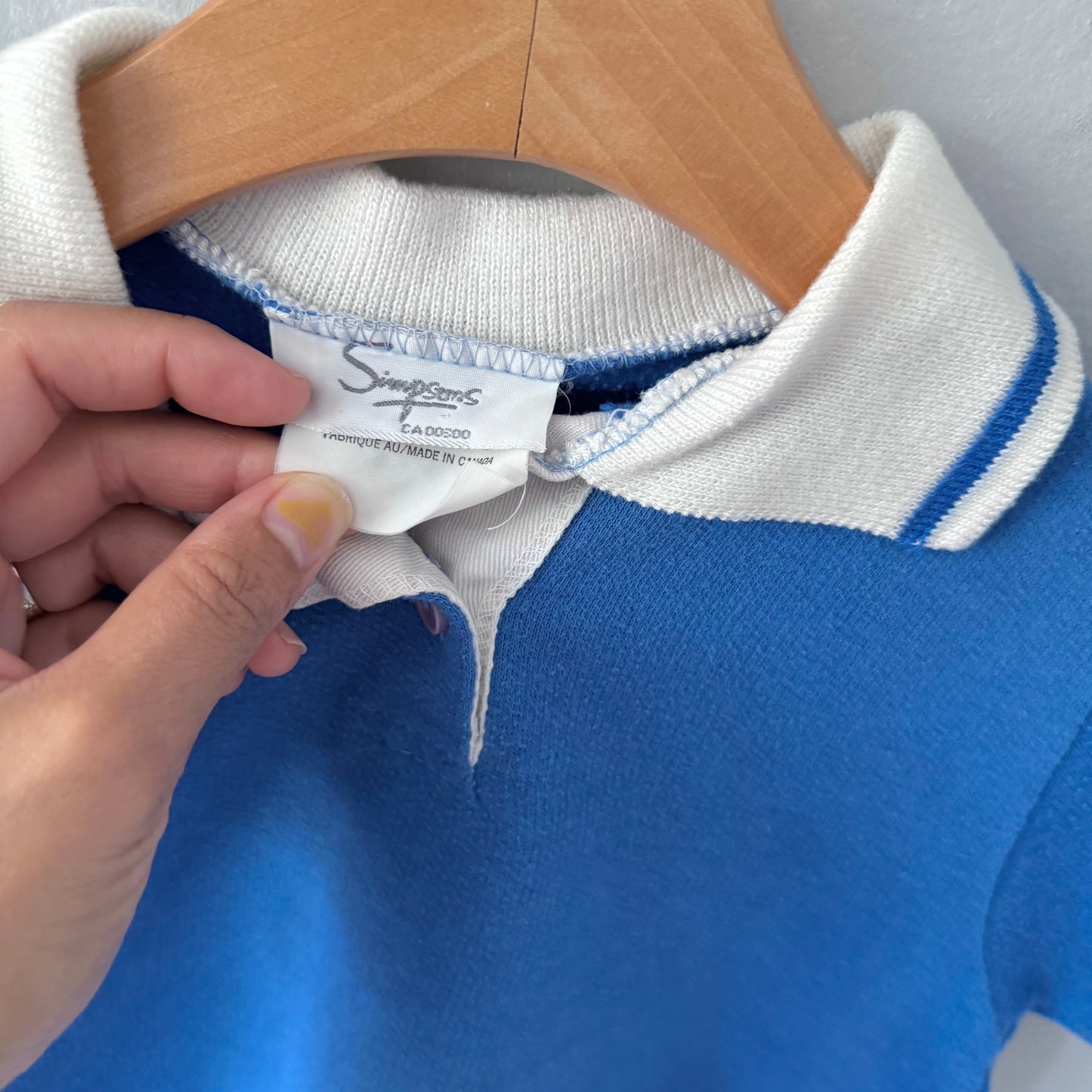 Vintage / Blue cotton crew polo / 3Y