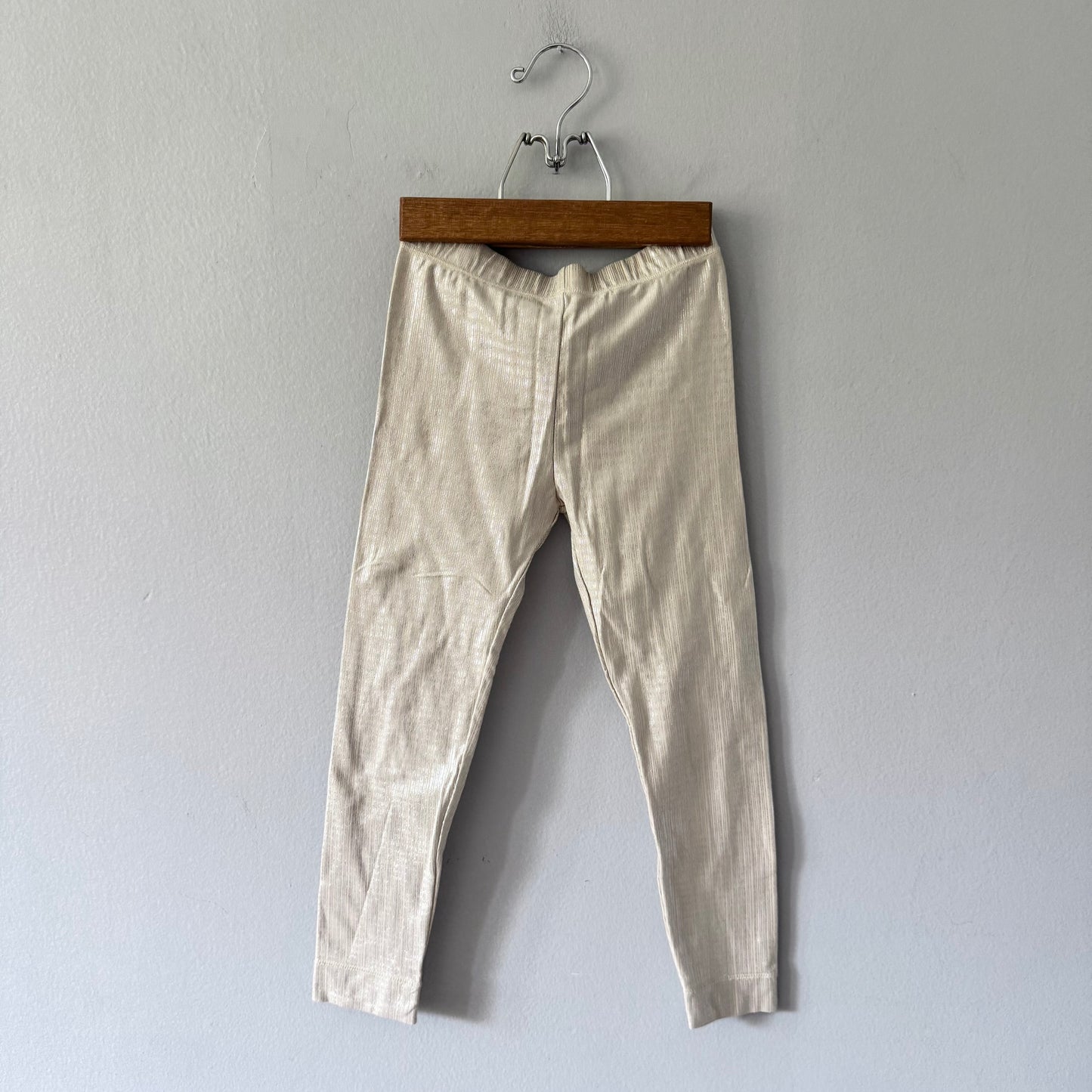 Miles the label / Beige x silver leggings / 6Y
