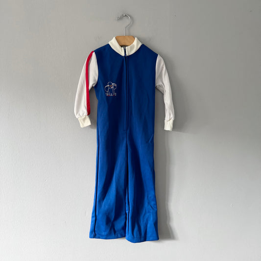Vintage Sears / Blue jersey romper / 3Y