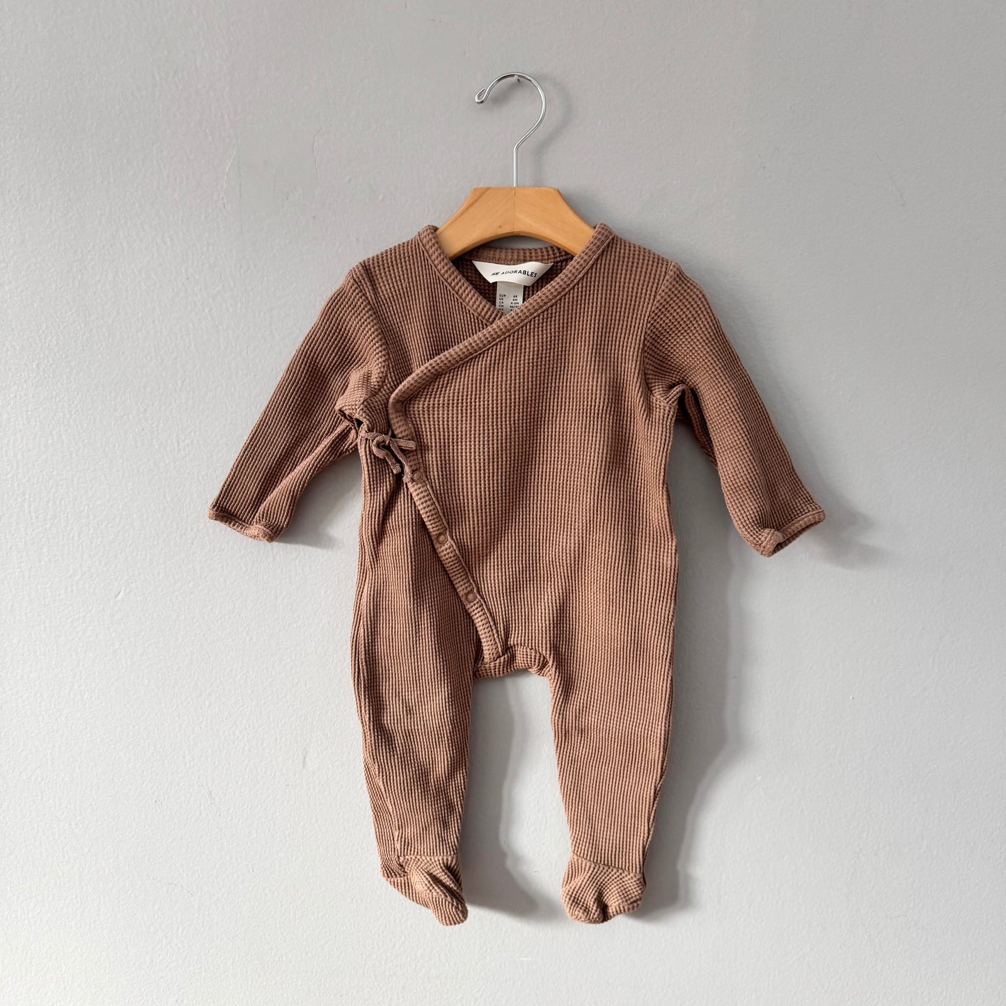 H&M / Grenouillère manches longues gaufre marron / 4-6 mois