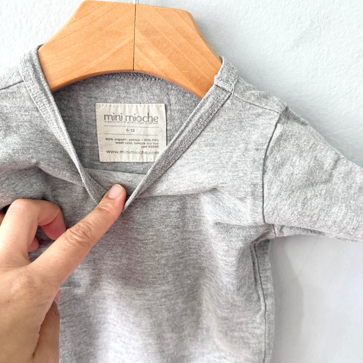 Mini mioche / Light grey short sleeve onesie / 6-12M