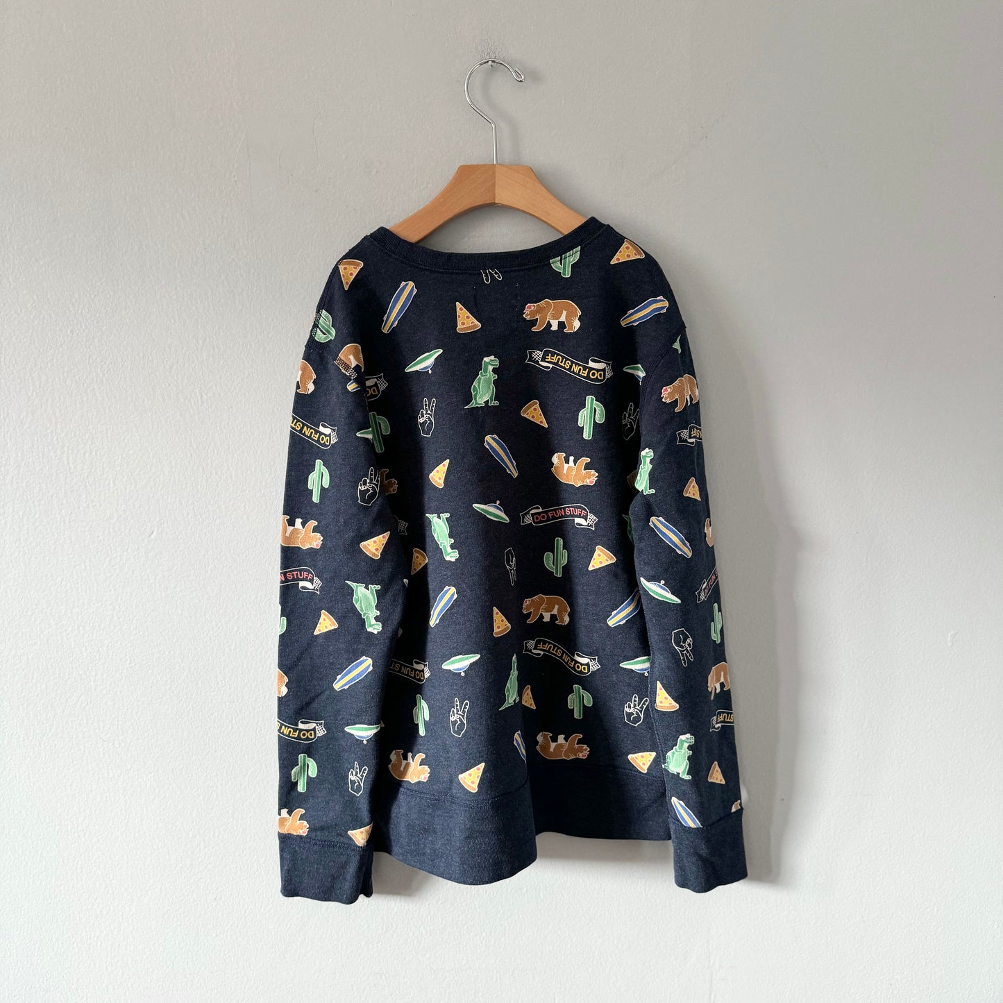 Crewcuts / Navy sweatshirt - Pizza, dinosaur, bear / 12Y