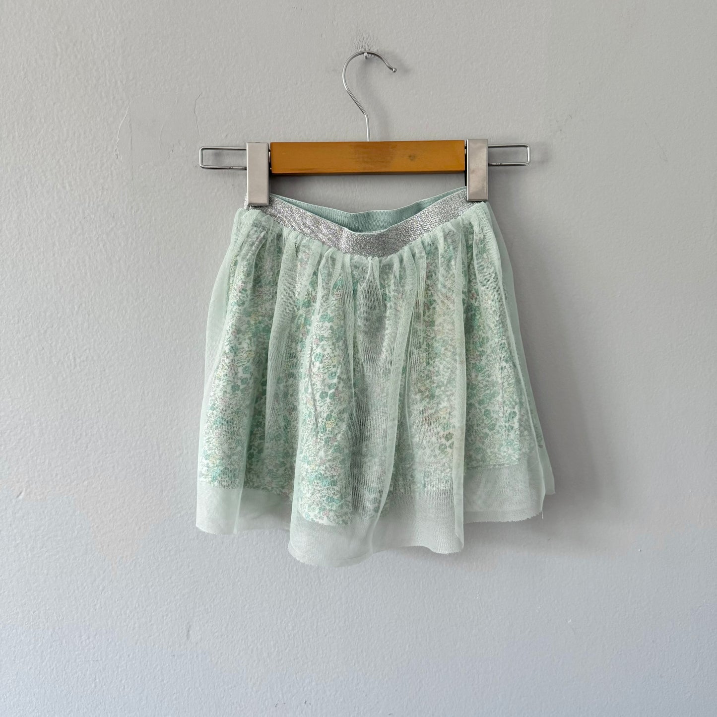 H&M / Tutu skirt - green, floral / 2-4Y