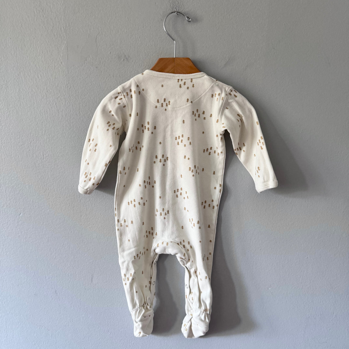 Quincy Mae / White x brown fur tree romper / 6-12M