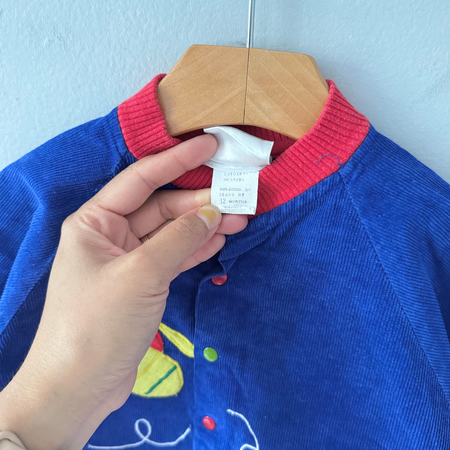 Vintage / Blue corduroy romper / 12M