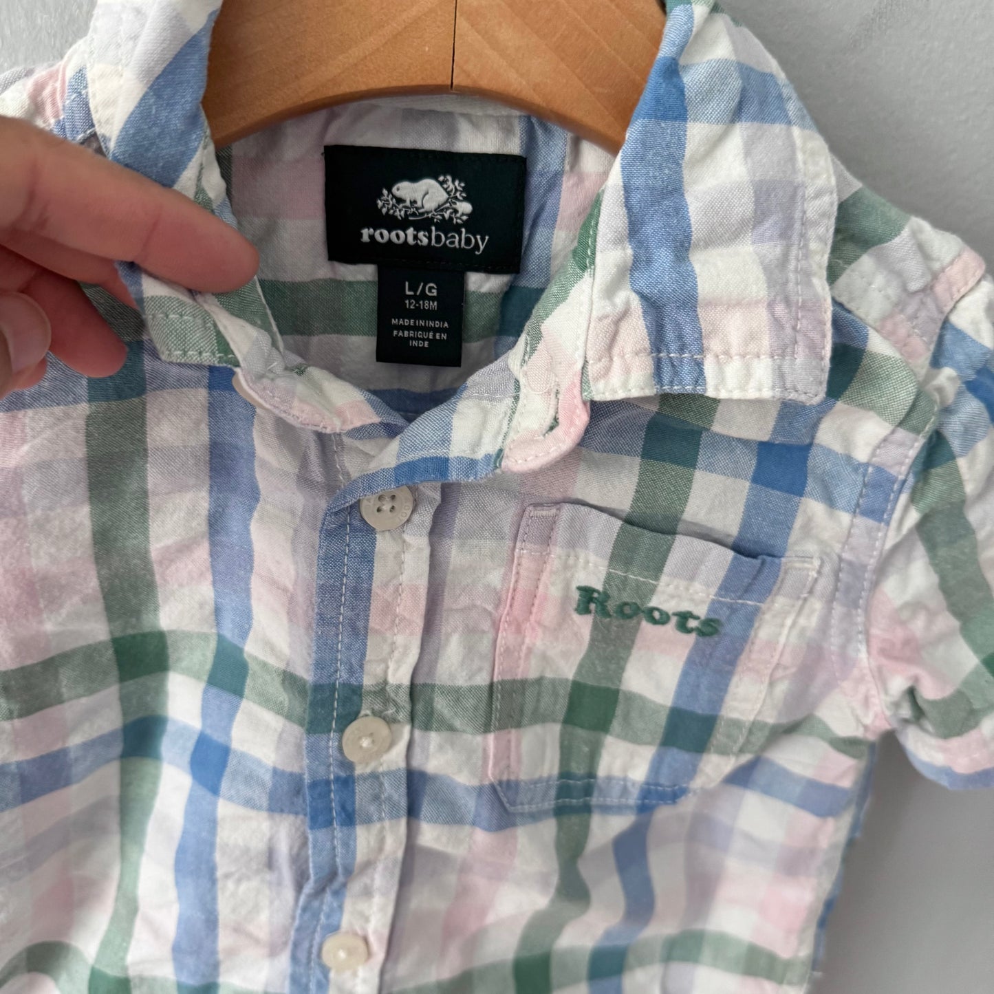 Roots / Checked short sleeve shirt / 12-18M