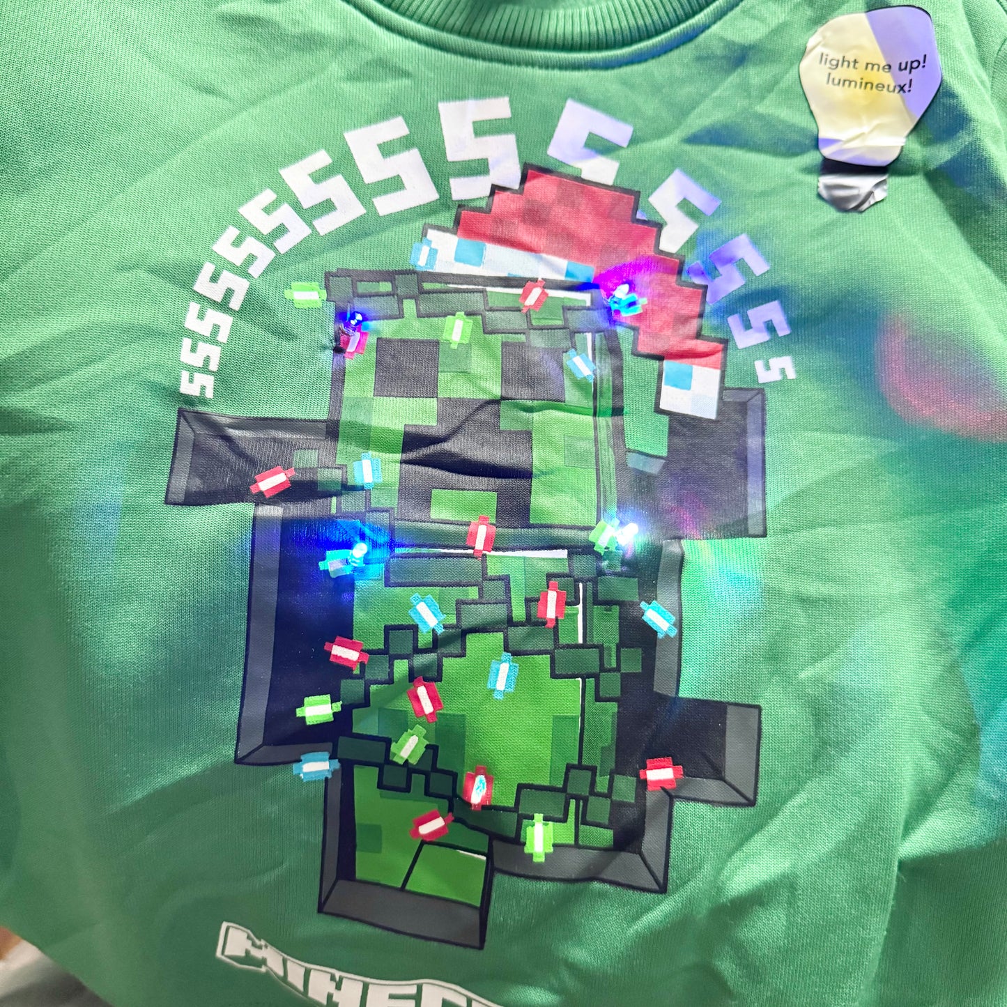 Minecraft / Green sweatshirt - light up / 4-5Y - New with tag
