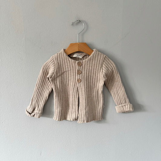 1+ in the family / Beige ribbed knit cardigan / 12M