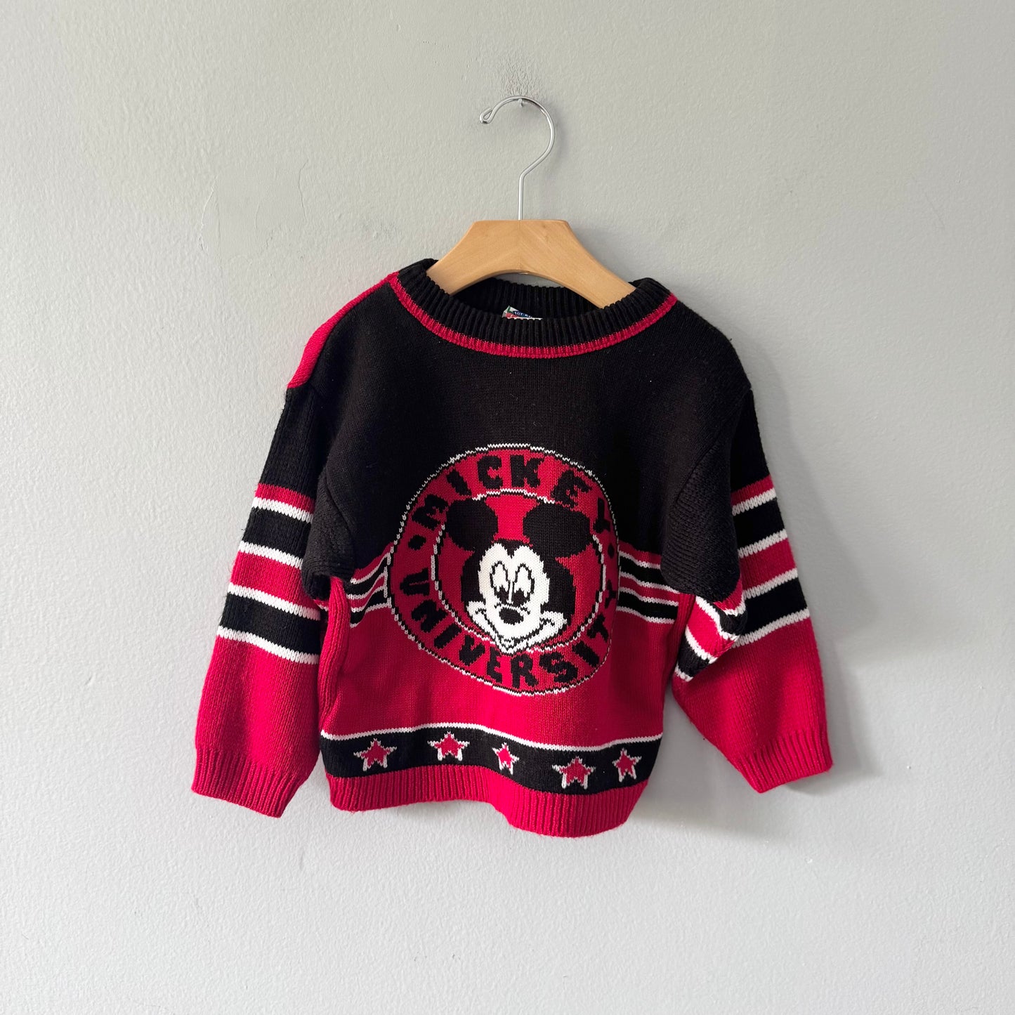 Vintage Disney / Mickey red x black knit pullover / 5Y