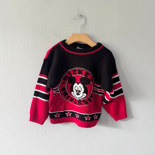 Vintage Disney / Mickey red x black knit pullover / 5Y