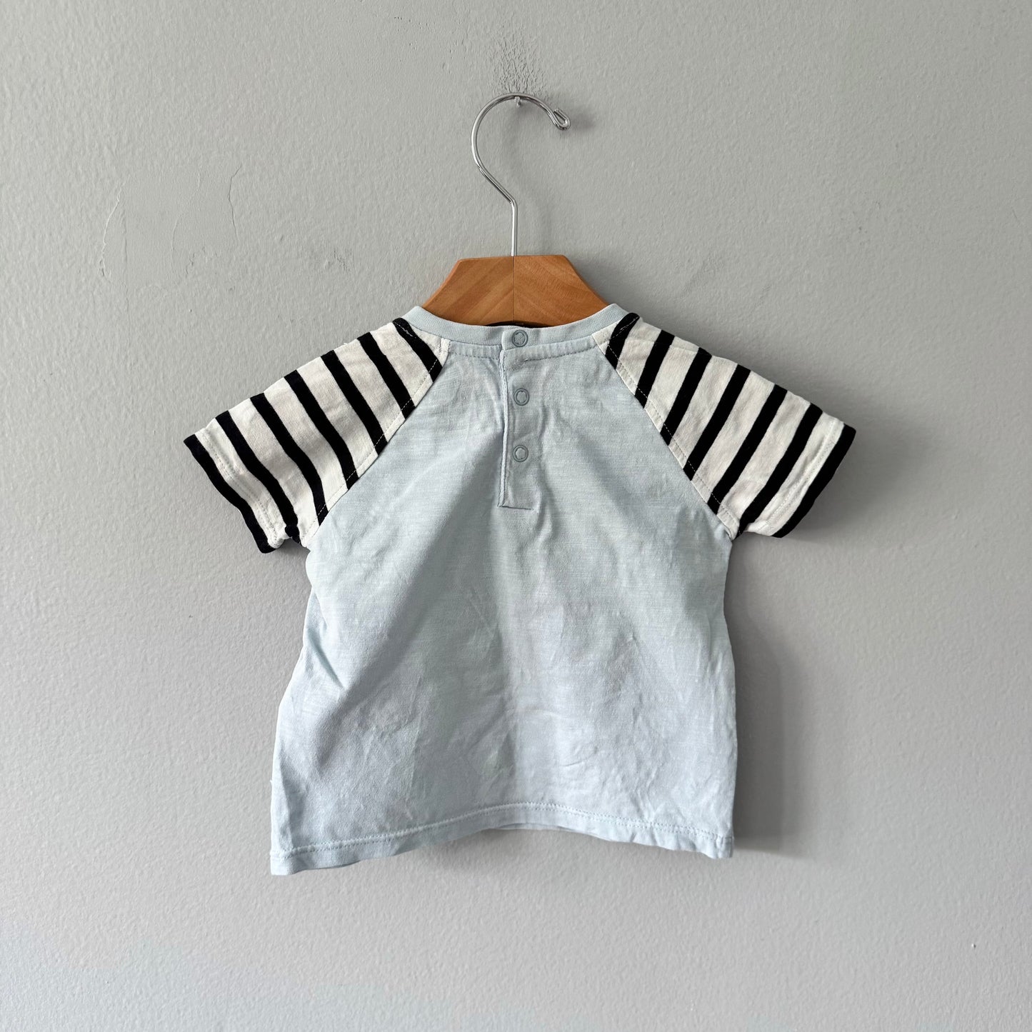 Du pareil au meme / Light blue x stripe T-shirt / 18M
