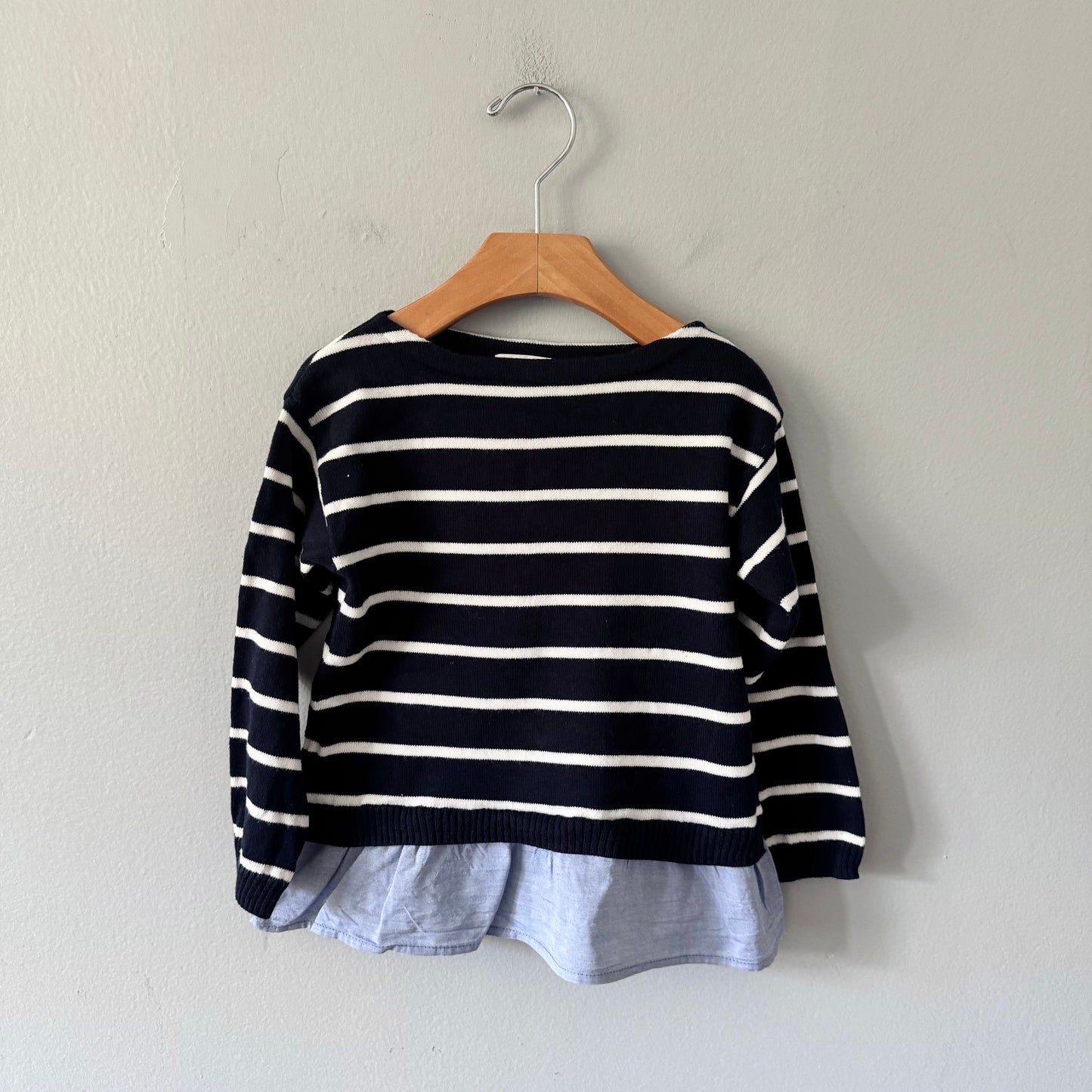 Crewcuts / Navy stripe cotton knit tunic / 4-5Y