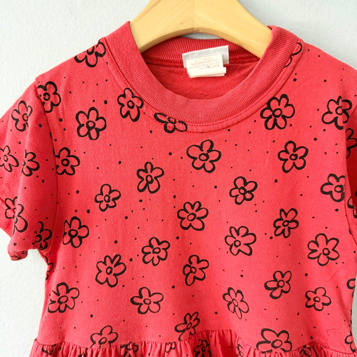 Vintage / Nonono red x flower dress / 4Y