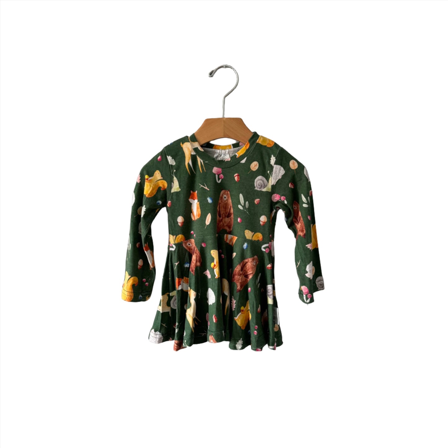 Vi & Jax / Green x animal long sleeve dress / 12-24M