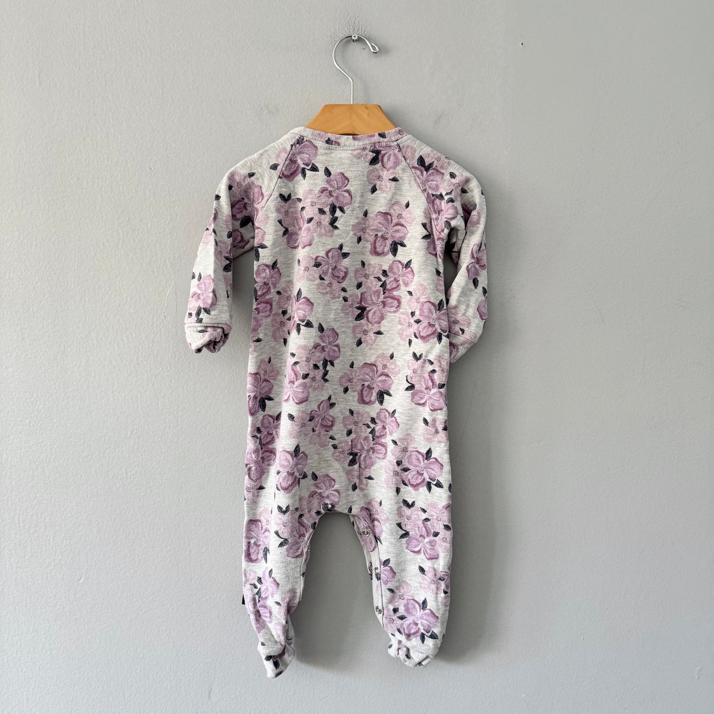 Vonbon / Light grey floral crew romper / 18-24M