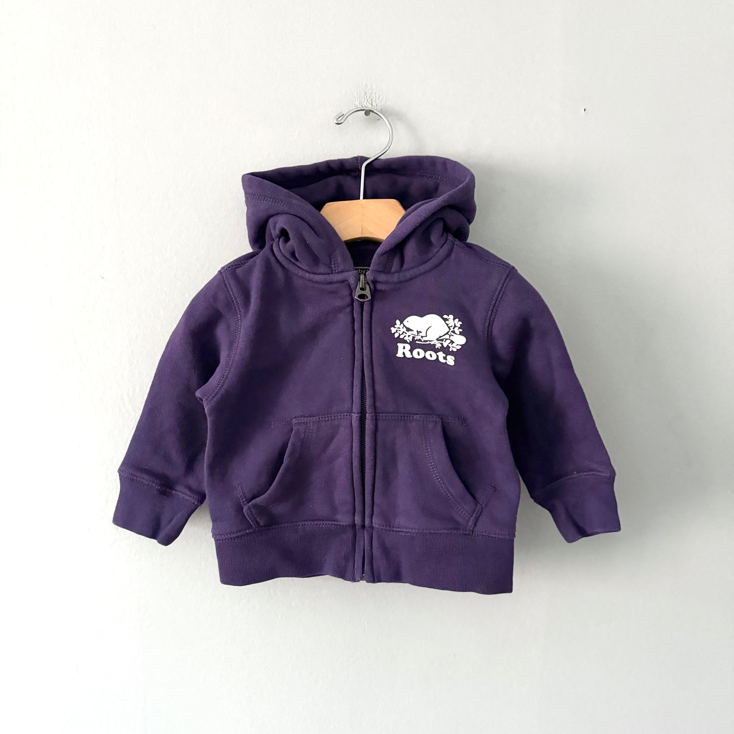 Roots / Dark purple zip up hoodie / 3-6M