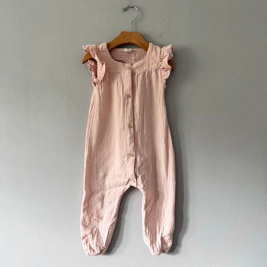 H&M / Light pink muslin tank romper / 18-24M