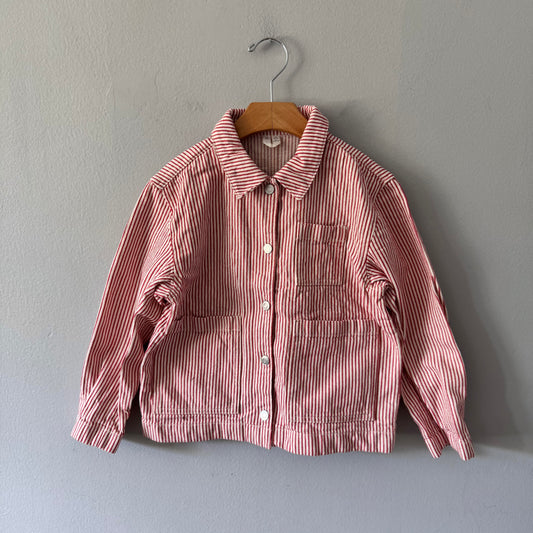 Arket / Red white stripe denim jacket / 6-7Y