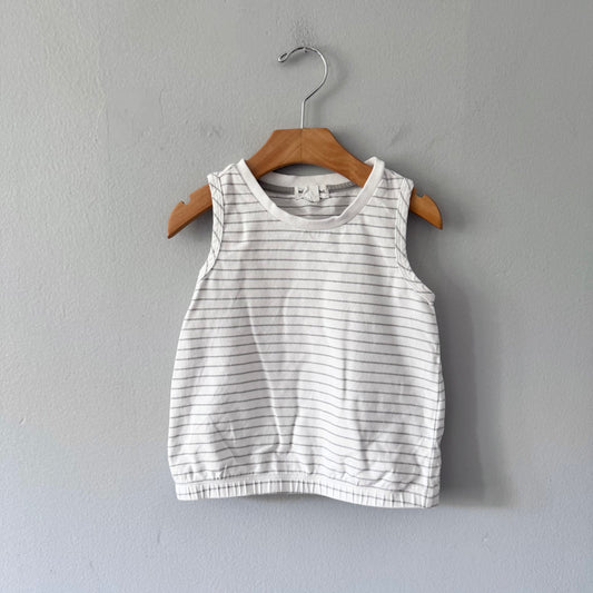Miles the label / White grey stripe tank / 6Y
