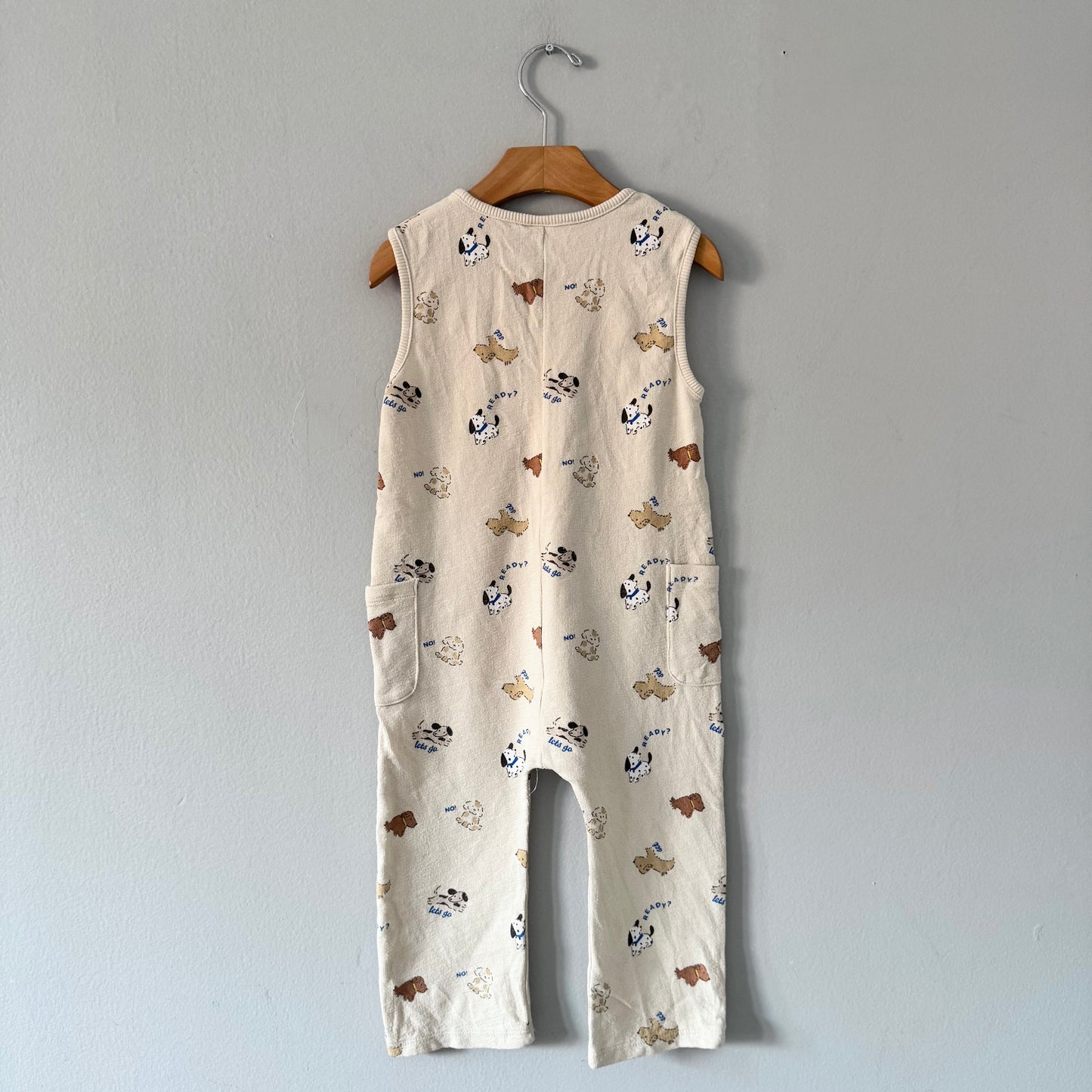 H&M / Barboteuse débardeur ivoire avec motif chien / 18-24M