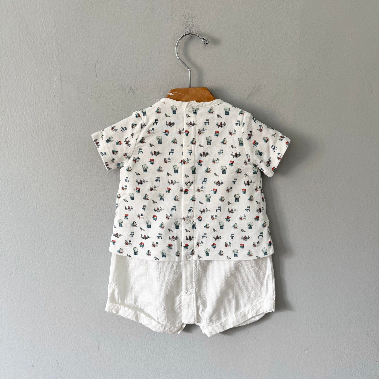 Petit Bateau / White romper / 6M - Brand new