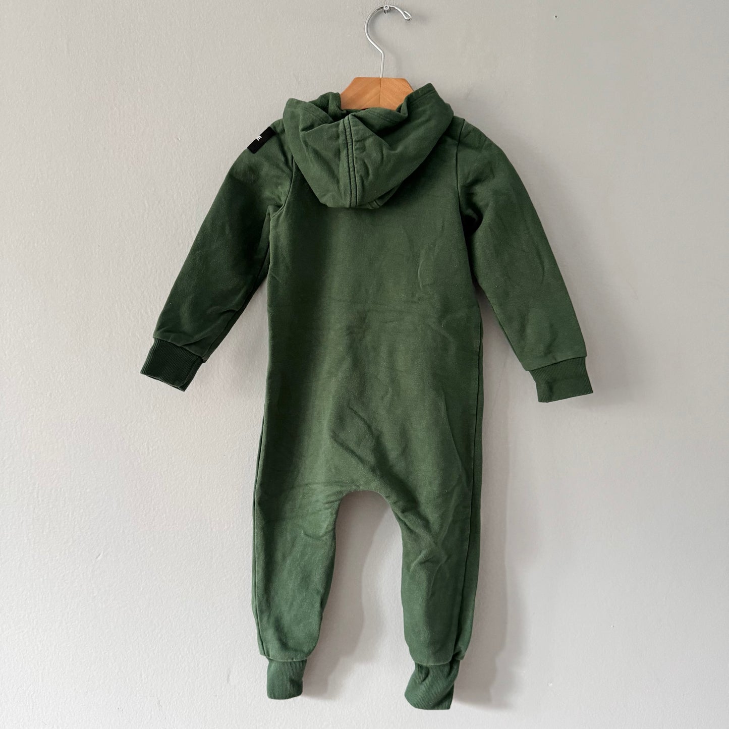 Rowe / Green crew hoodie romper / 18-24M
