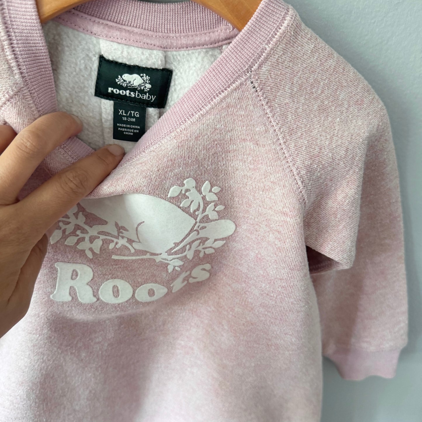 Roots / Pink sparkle crew dress / 18-24M