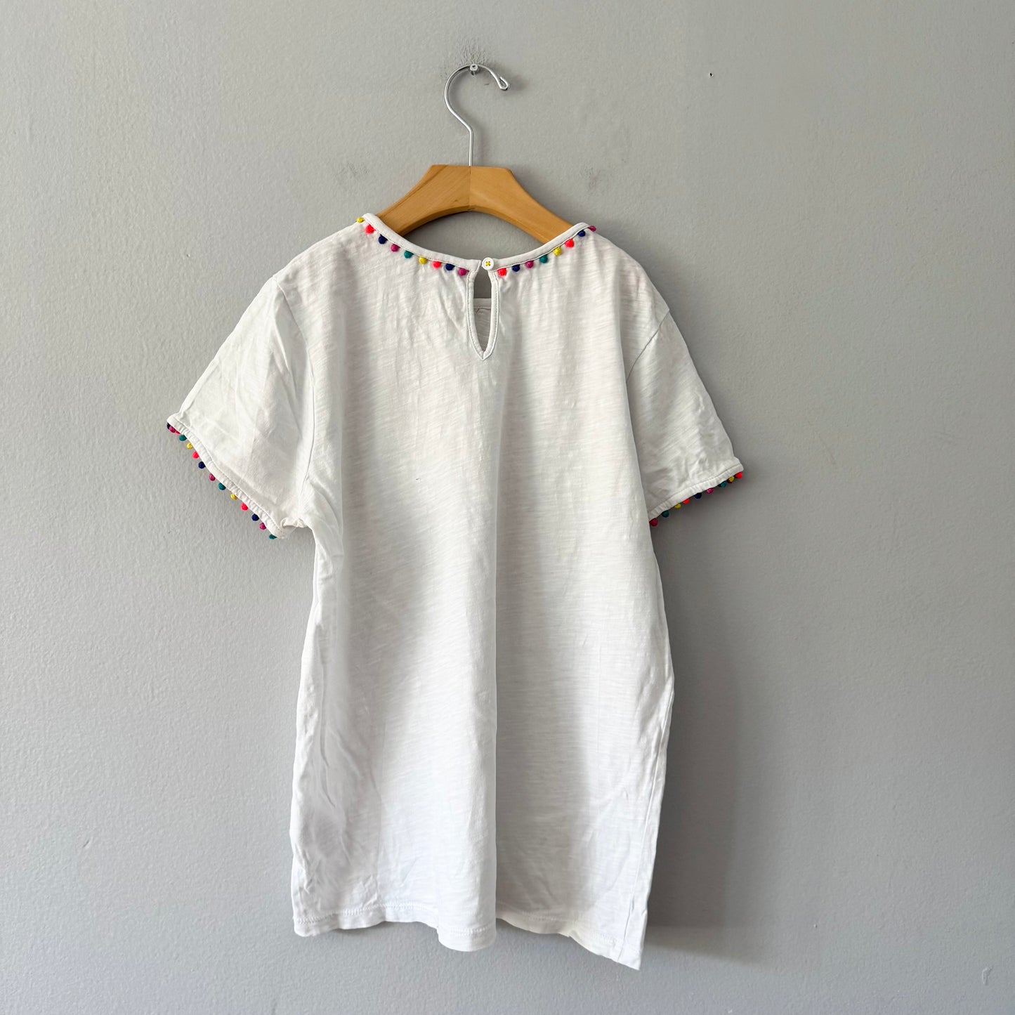 Boden / White x colourful hem top / 13-14Y - 2 Available