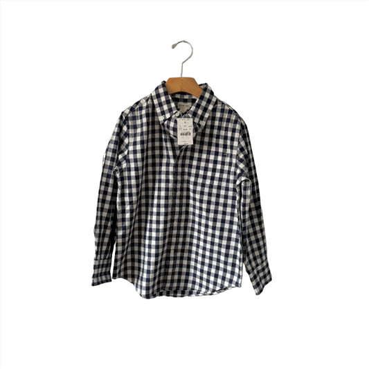 Crewcuts / White x navy plaid cotton shirt - New with tag / 6-7Y