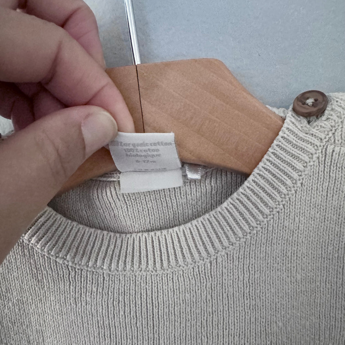 The Littlest / Beige knit romper / 6-12M