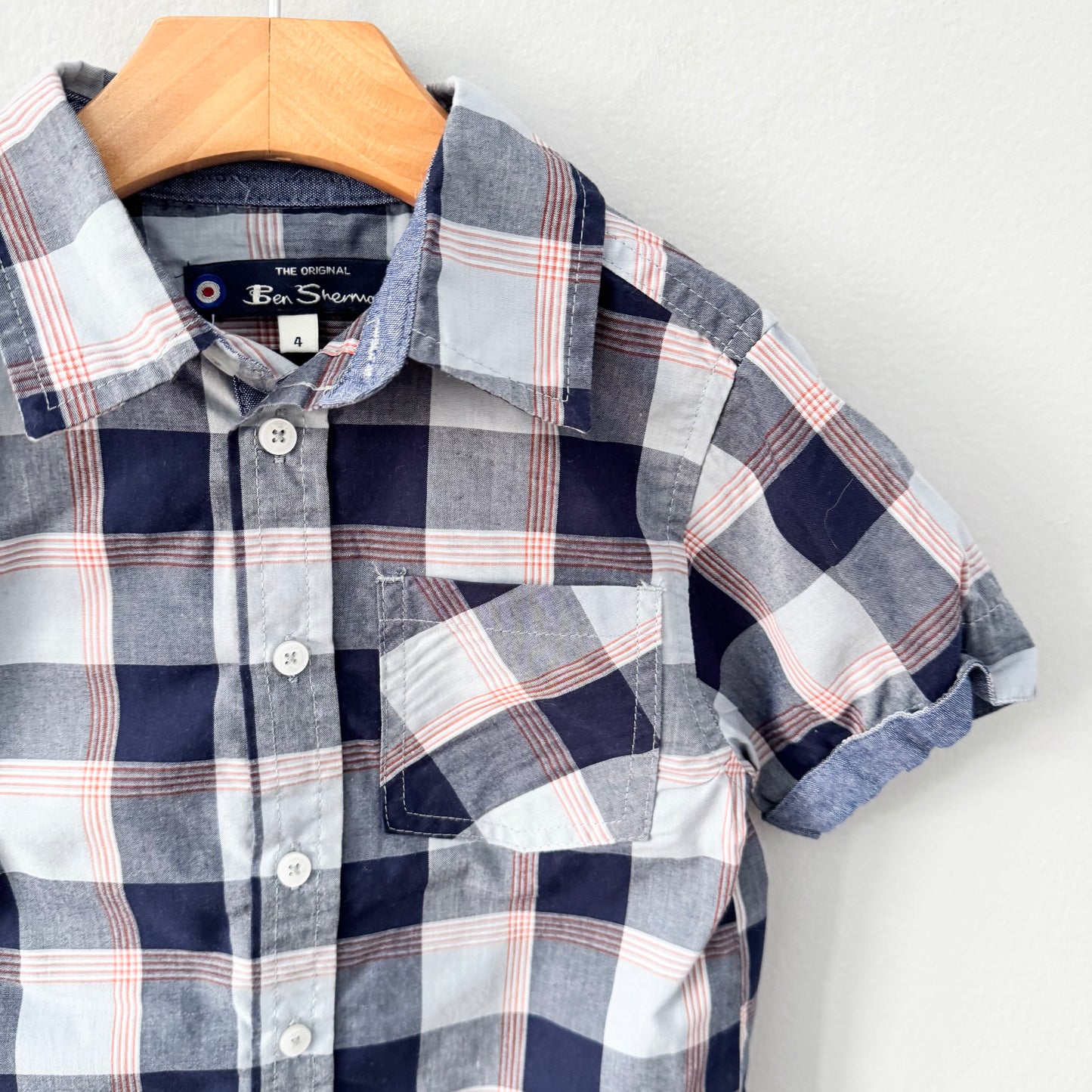 Ben Sherman / Chemise à carreaux bleu marine / 4 ans