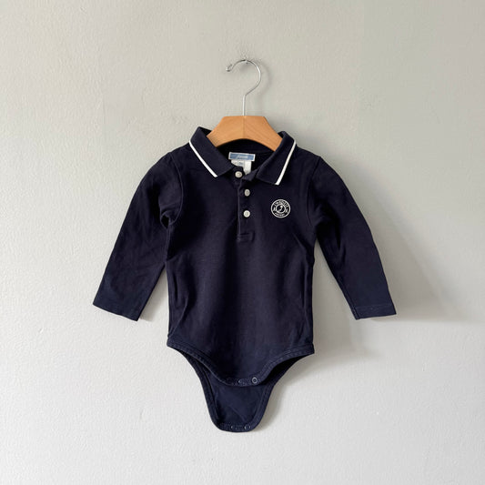 Jacadi / Navy long sleeve polo shirt onesie / 18M
