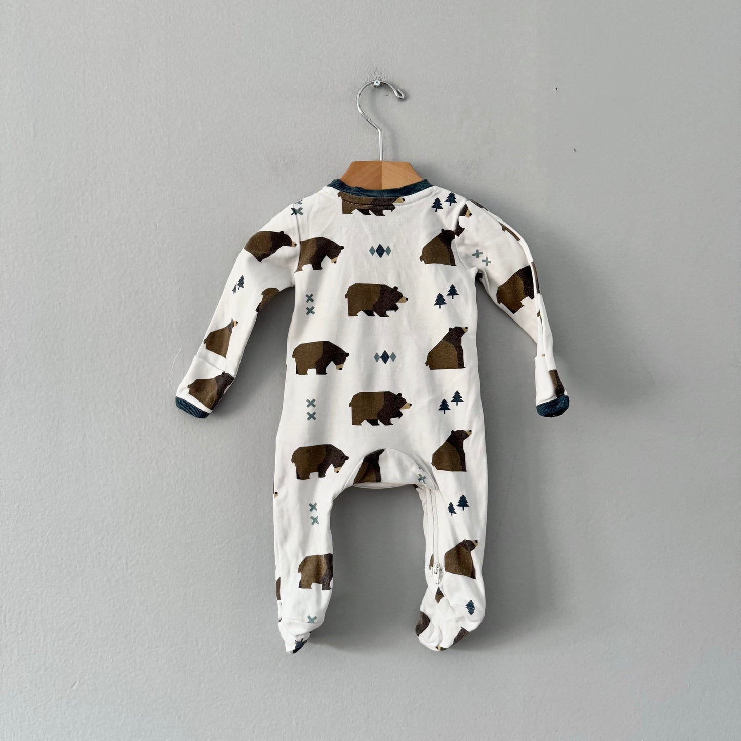 Zippyjamz / White x bear romper / 0-3M