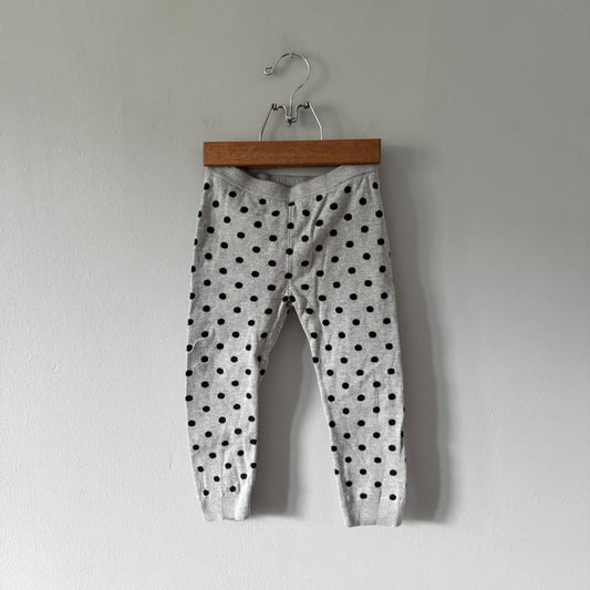 Gap /  Light grey x black dots knit leggings / 3Y