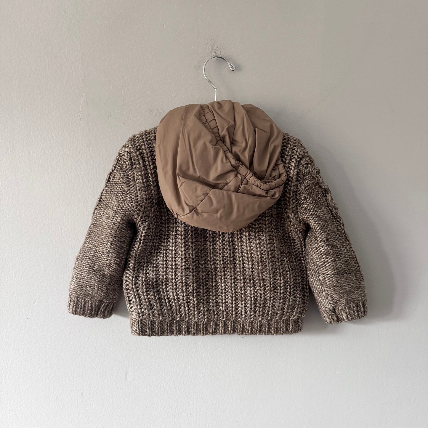 Zara / Brown knit x puffer jacket / 18-24M