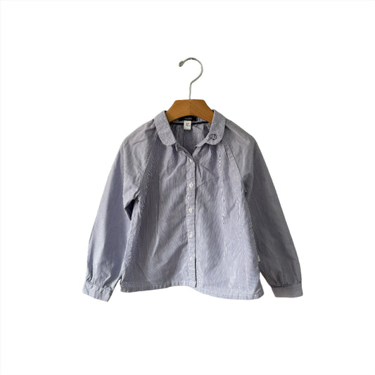 Okaidi / striped blue long sleeve shirt / 5Y