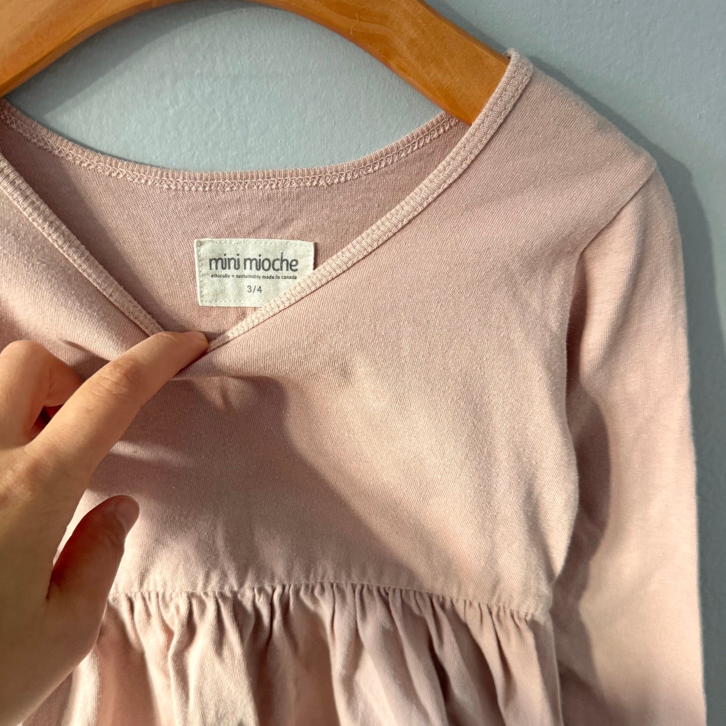 Mini mioche / Smokey pink long sleeve dress / 3-4Y