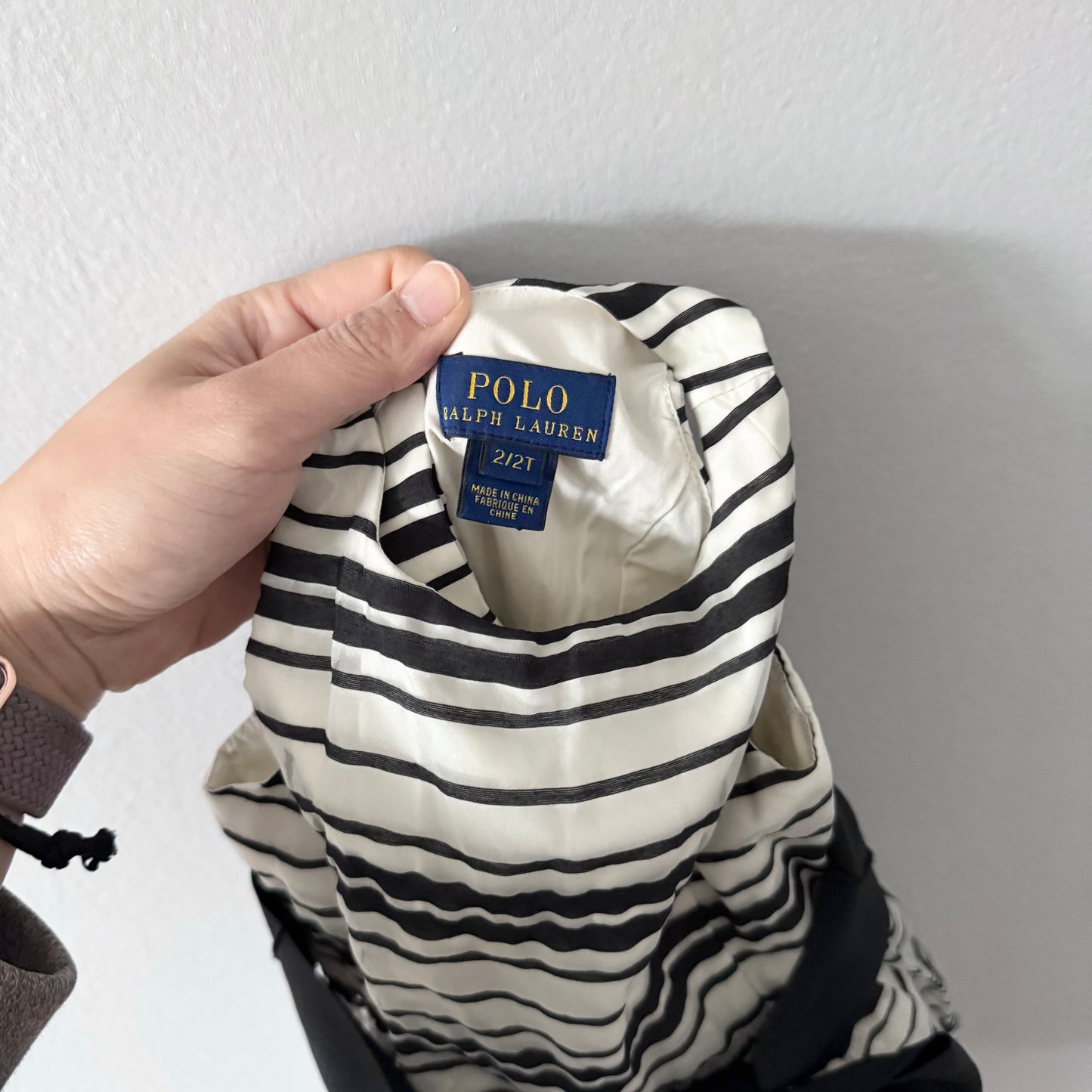 Polo Ralph Lauren	/ White x black stripe tank dress / 2Y