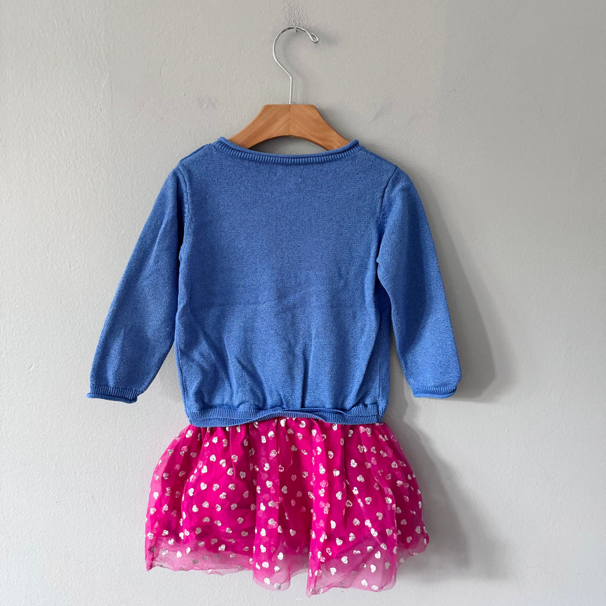 Hatley / Blue x heart knit dress / 4Y
