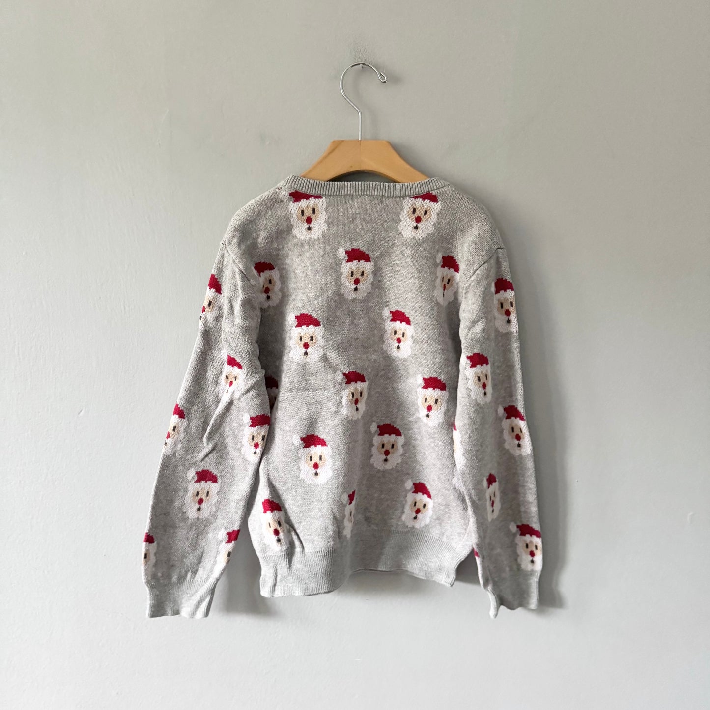 Petit Lem / Light grey x santa knit top / 7-8Y