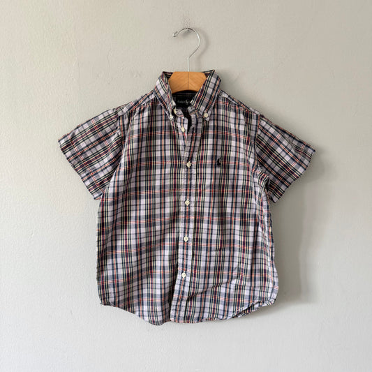 Polo Ralph Lauren / Grey checked short sleeve shirt / 7Y