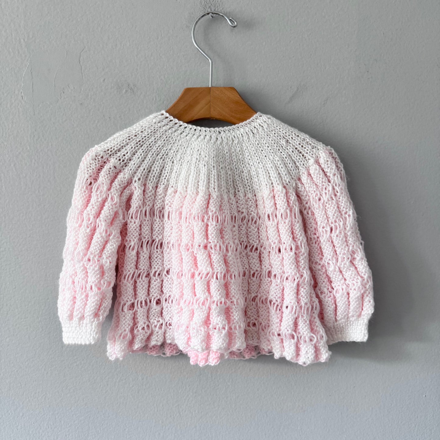 Handmade / Light pink knit cardigan / 12M