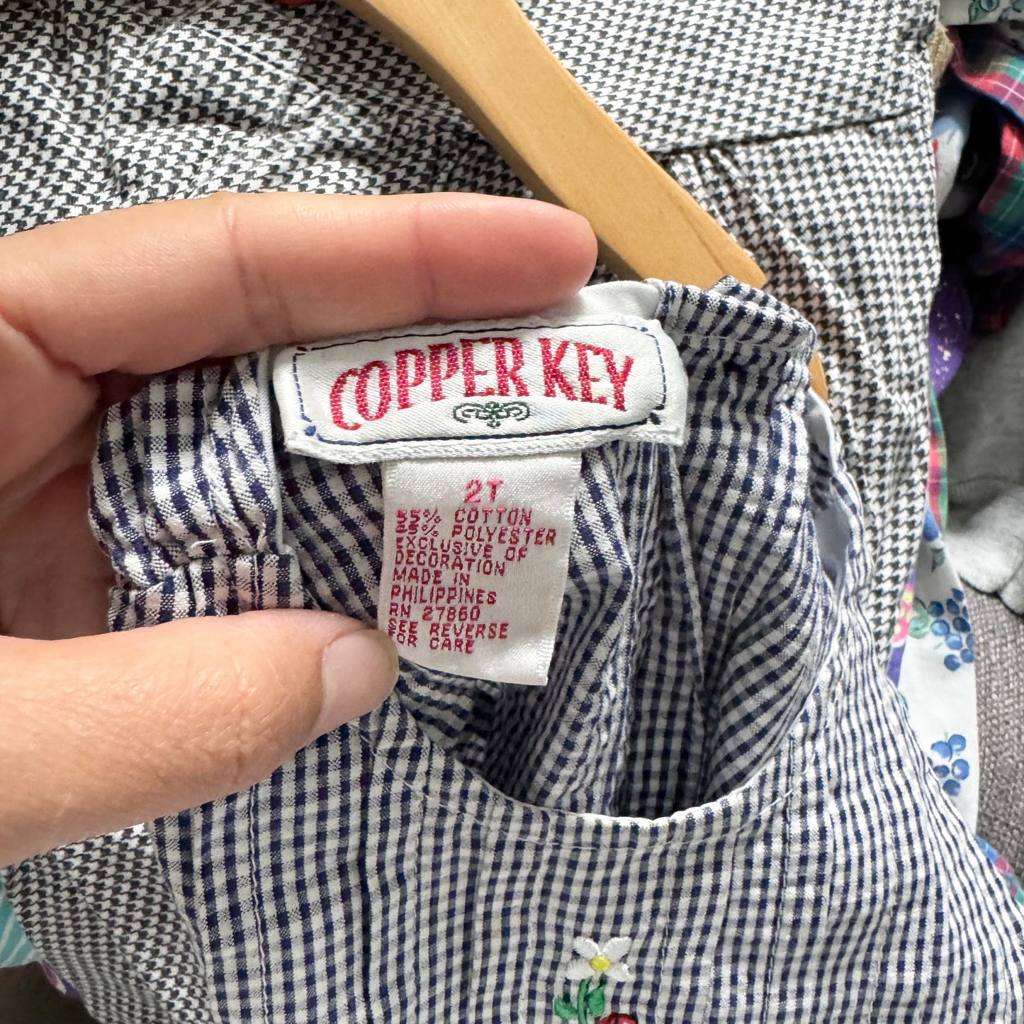 Vintage / Copper Key gingham dress / 2T