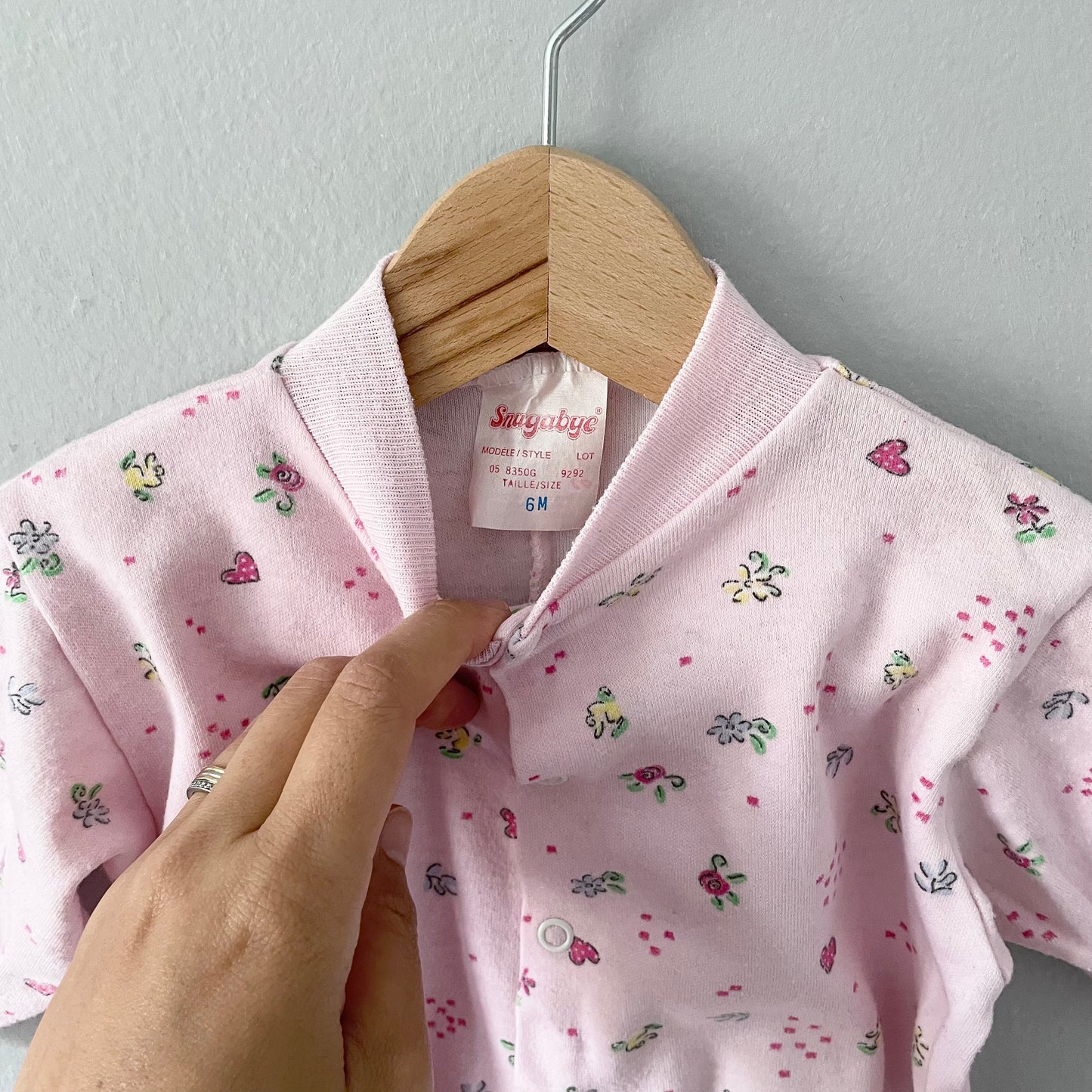 Snugabye / Pink x flower footie / 6M