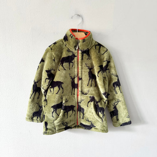 Hatley / Khaki x deer fleece zip up / 4Y