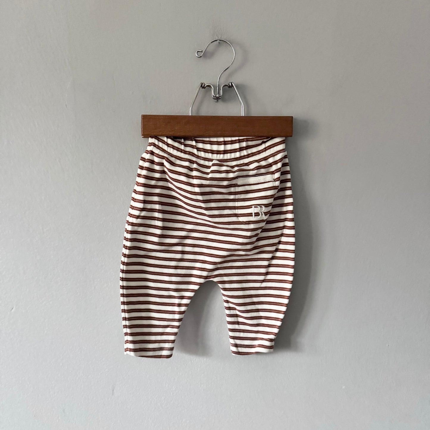 BR Baby	/ White brown stripe cotton pants / 6-12M