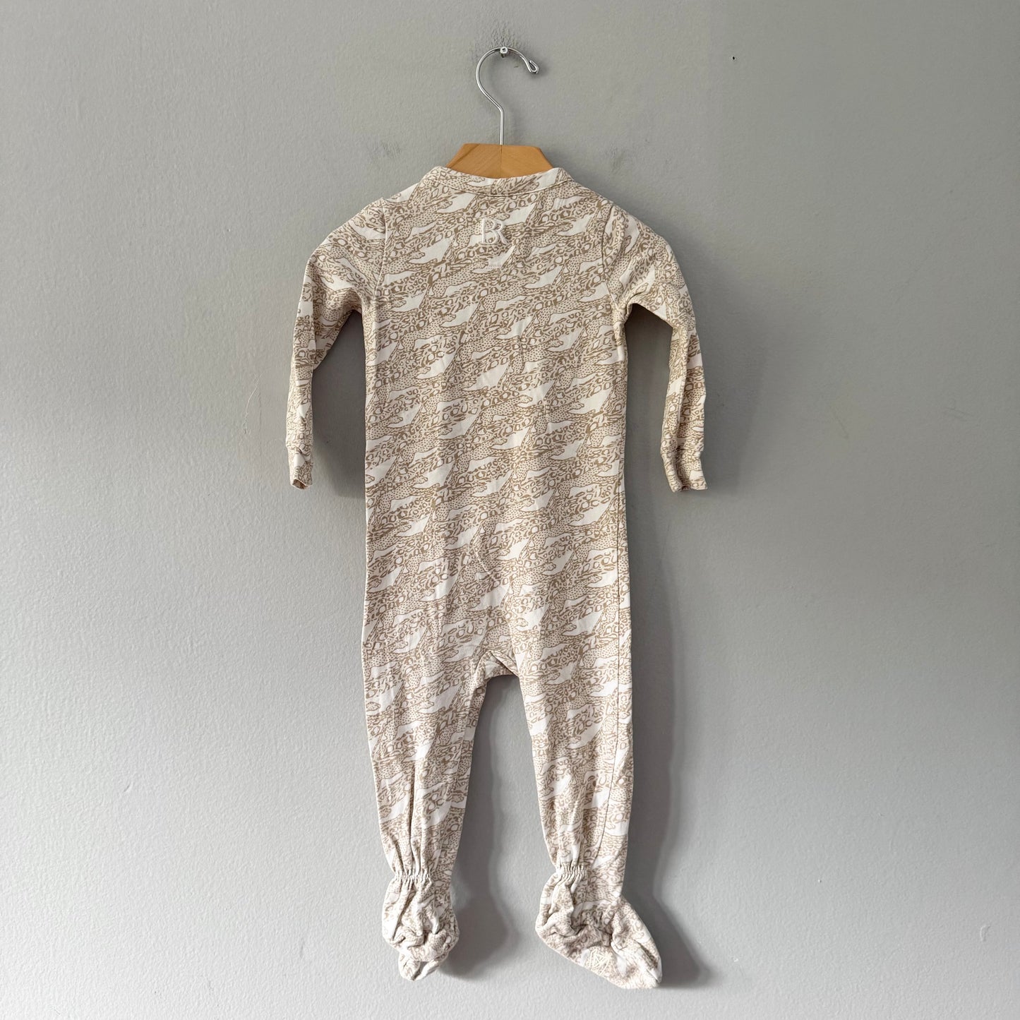 BR baby / White brown cheetah romper / 12-18M