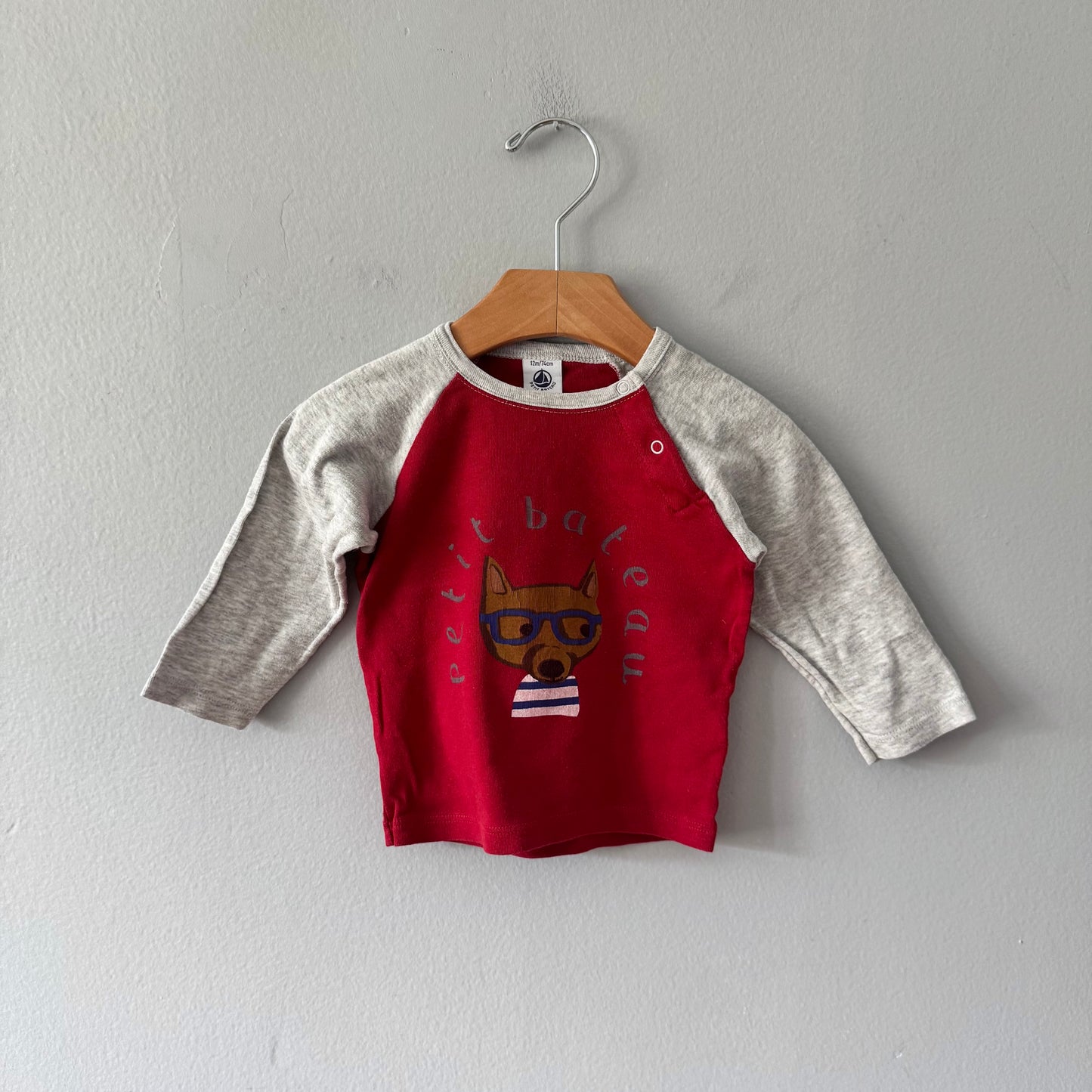 Petit bateau / Red light grey long sleeve / 12M