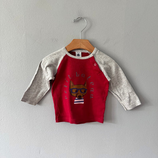 Petit bateau / Red light grey long sleeve / 12M